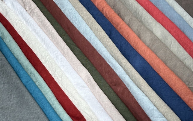 Tisseur Français de fibres naturelles - Xavier Piron Production - Gamme de lin lavé couleur